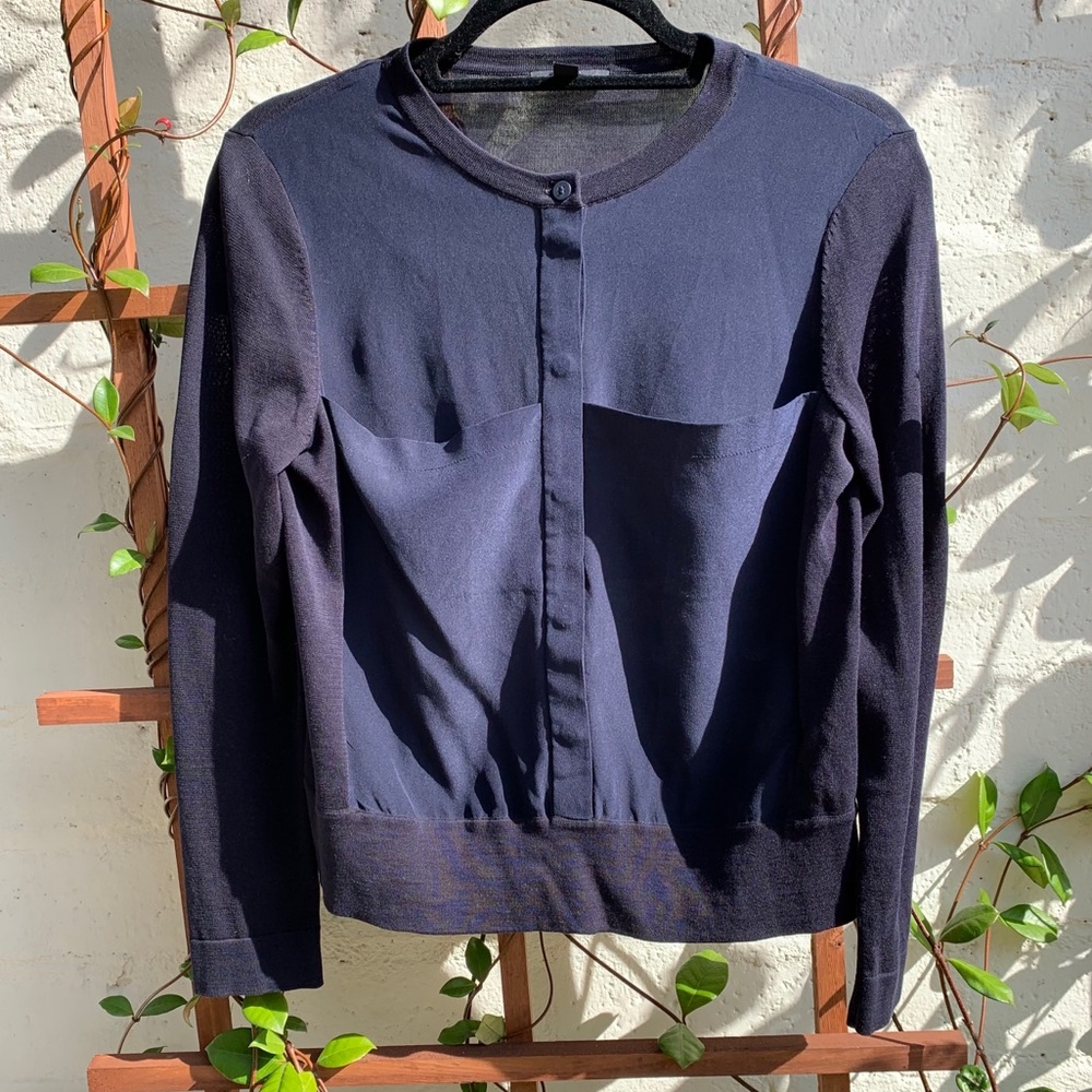 COS US Navy Silk + Cotton Blouse